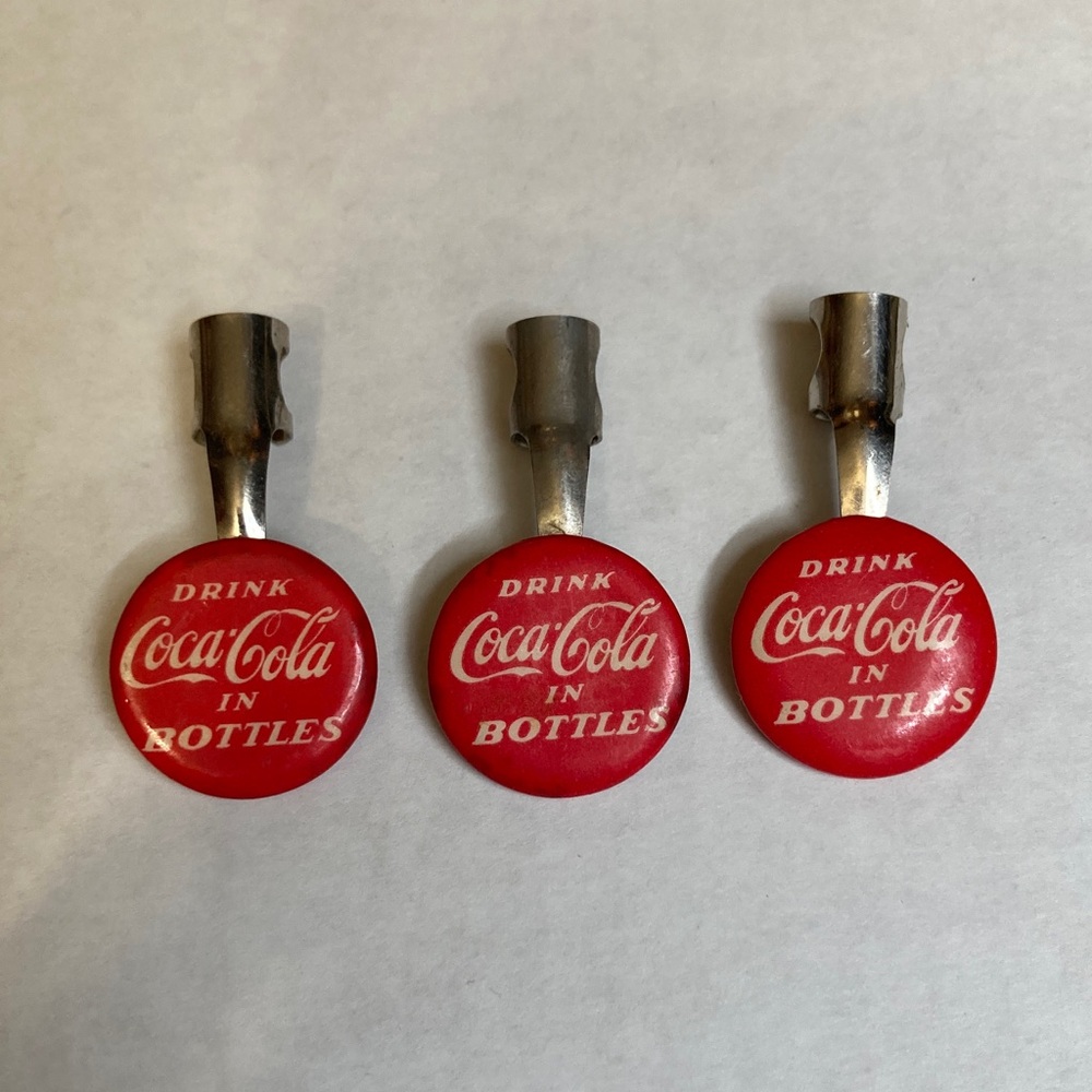 Vintage Trio set of COCA-COLA Pencil Clips Red With White Lettering
